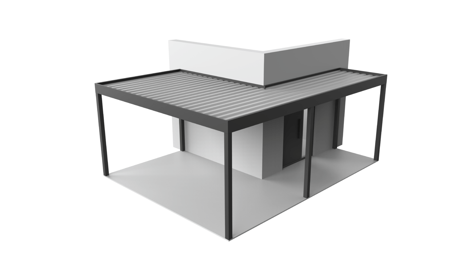 carport acoperiș plat cu pantă în apropiere
