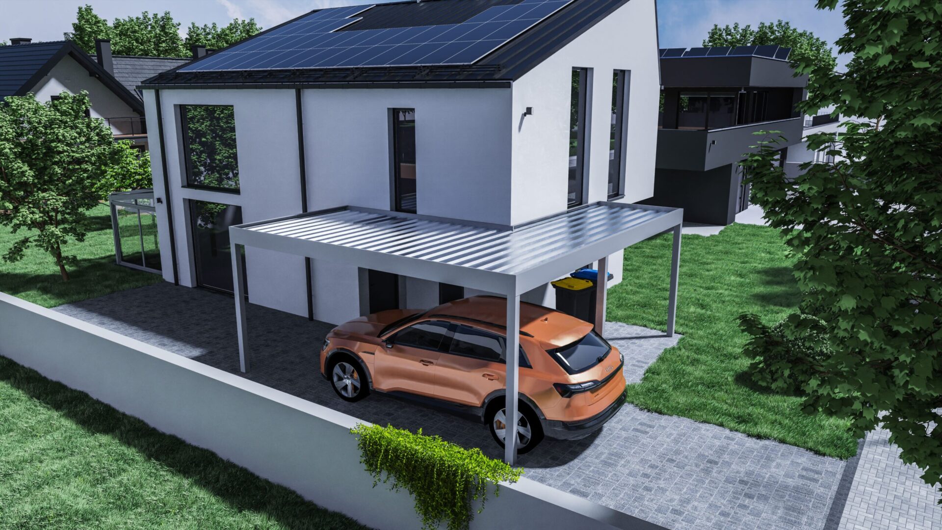 dachbegrünung carport aufbau VD AluSysteme vegetalizare acoperiș montaj carport