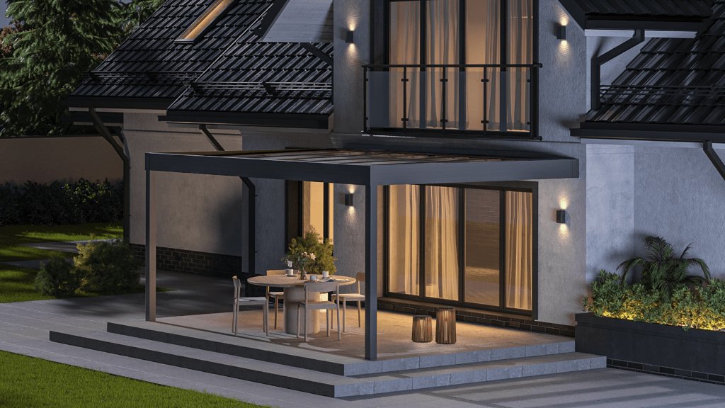 modern terrassenüberdachung flachdach