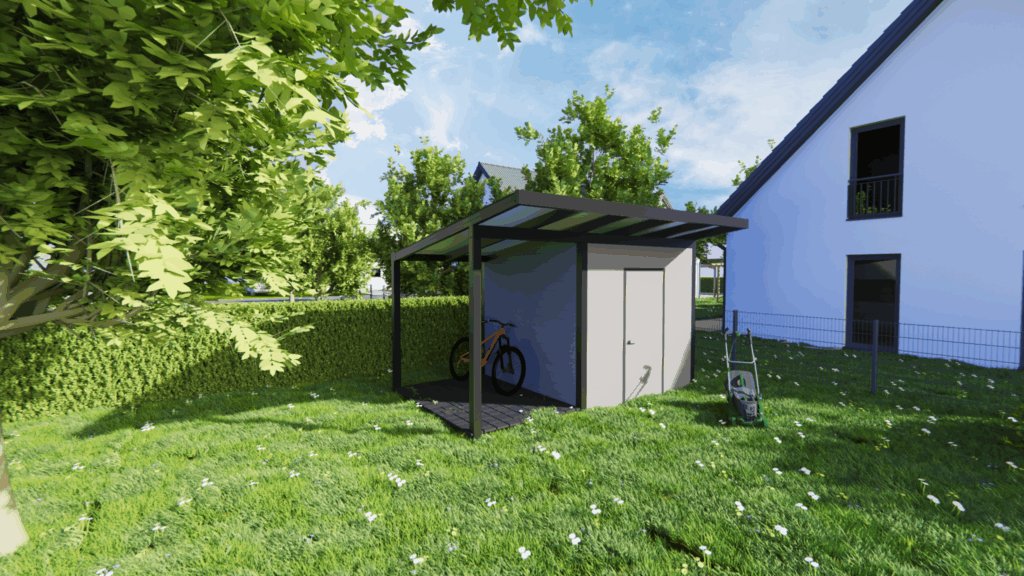Alu Gartenhaus im modernen Design, genehmigungsfrei und pflegeleicht.