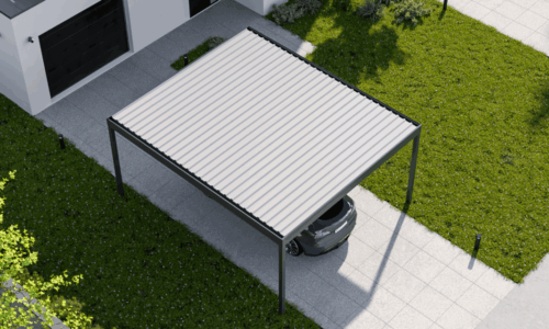 Carport Acoperiș Plat Aluminiu Tablă Cutată VAYERA Carport Acoperiș Plat Aluminiu Tablă Cutată