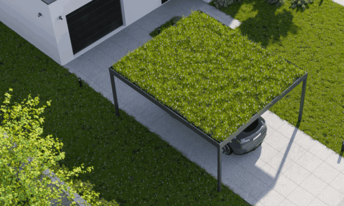 Carport cu Acoperiș Verde VAYERA Carport Acoperiș Plat Aluminiu Vegetalizare 4x5